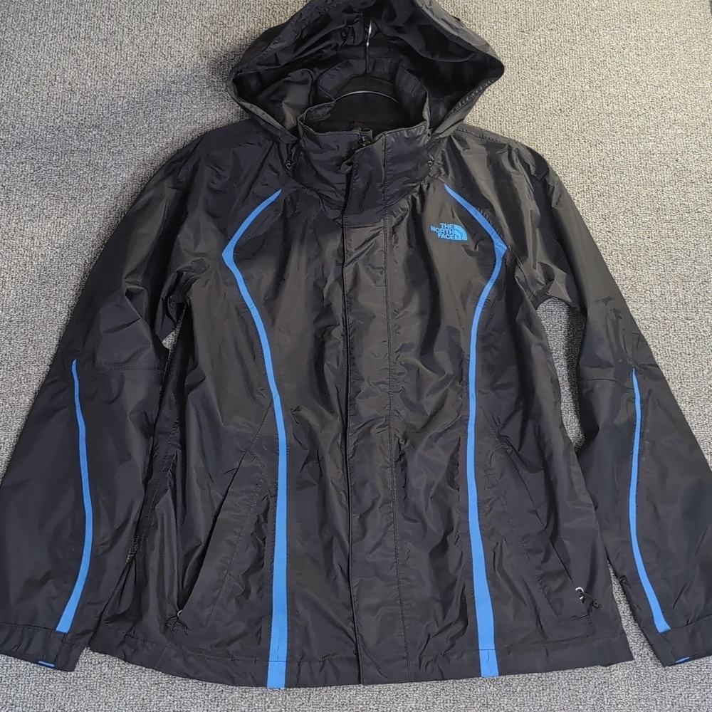 The North Face Hyvent Hooded Shell Jacket Size Medium in Black/Blue